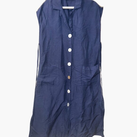 Mango Casual Blue Button Down Dress Size 8 - Picture 1 of 4